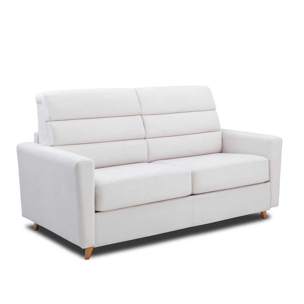 Canapé STORMIO convertible velours blanc nacré