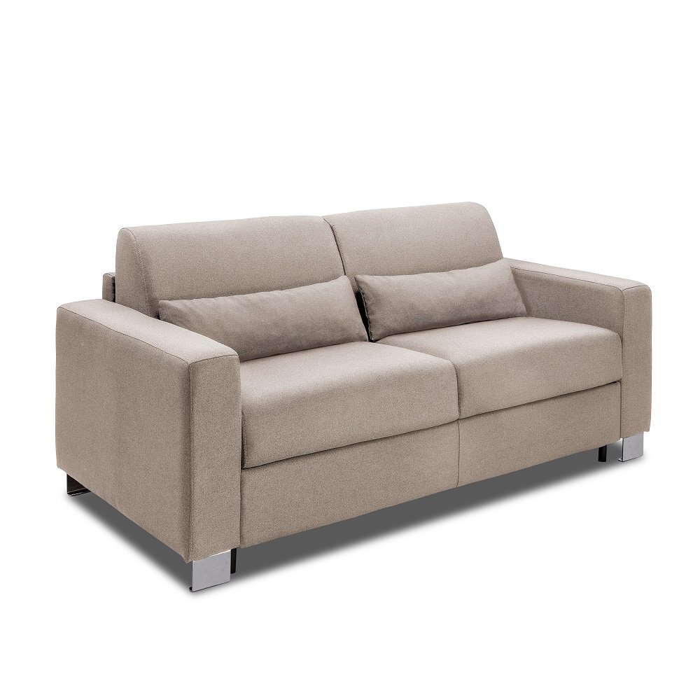 Canapé 3 places DOMUS V2 convertible EXPRESS sommier lattes 140cm matelas 17 cm Tweed beige