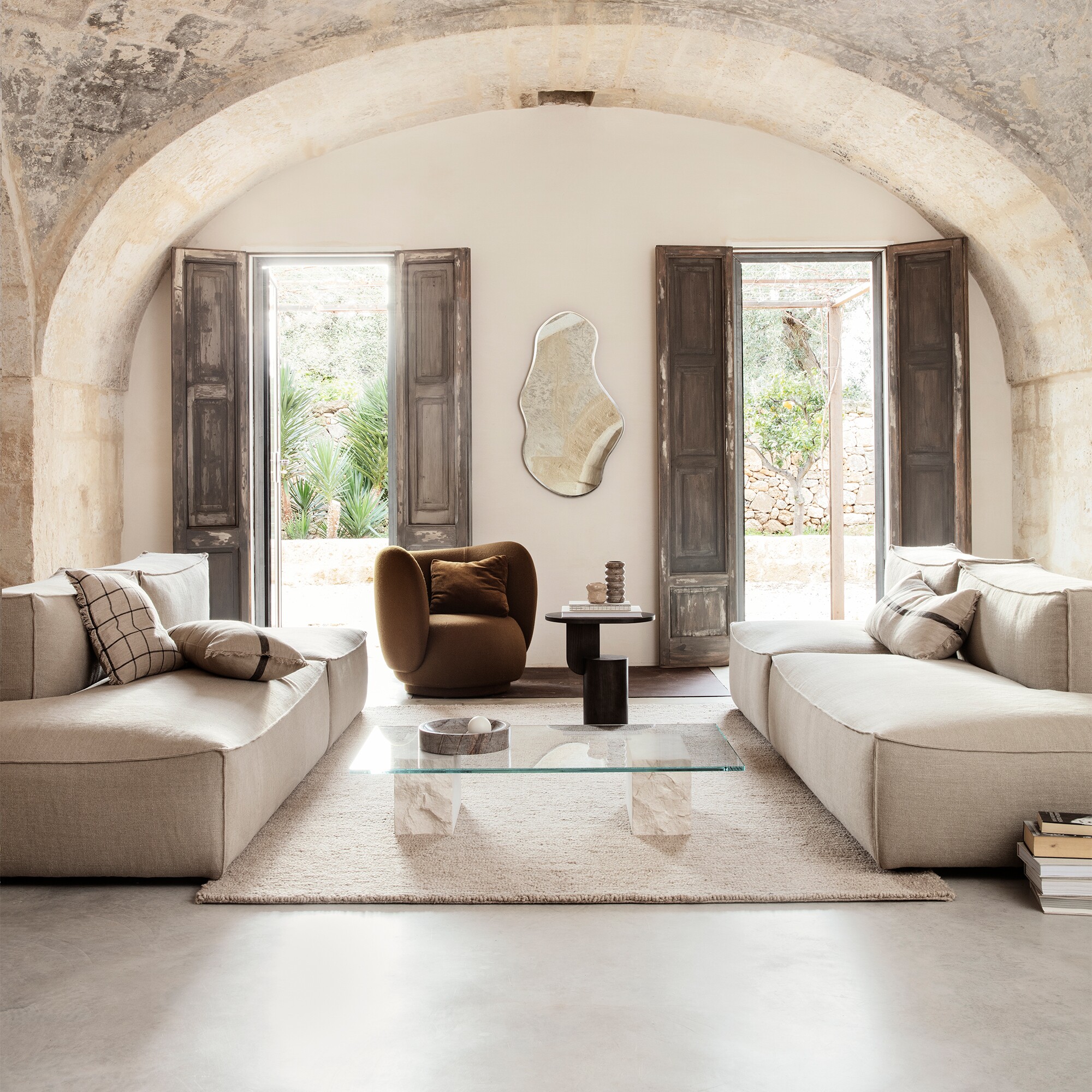 ferm LIVING Canapé Catena - modèle avec accoudoir - Confetti bouclé - droit - L