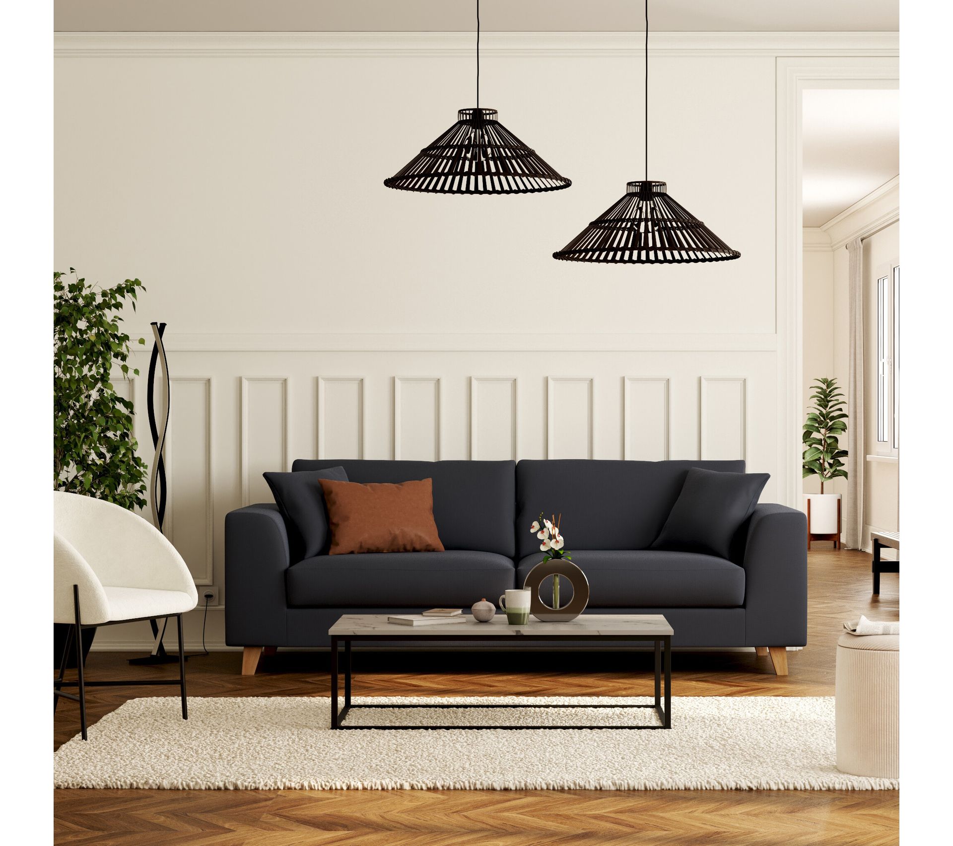 Canapé BILBO | 3 places | tissu Gris anthracite