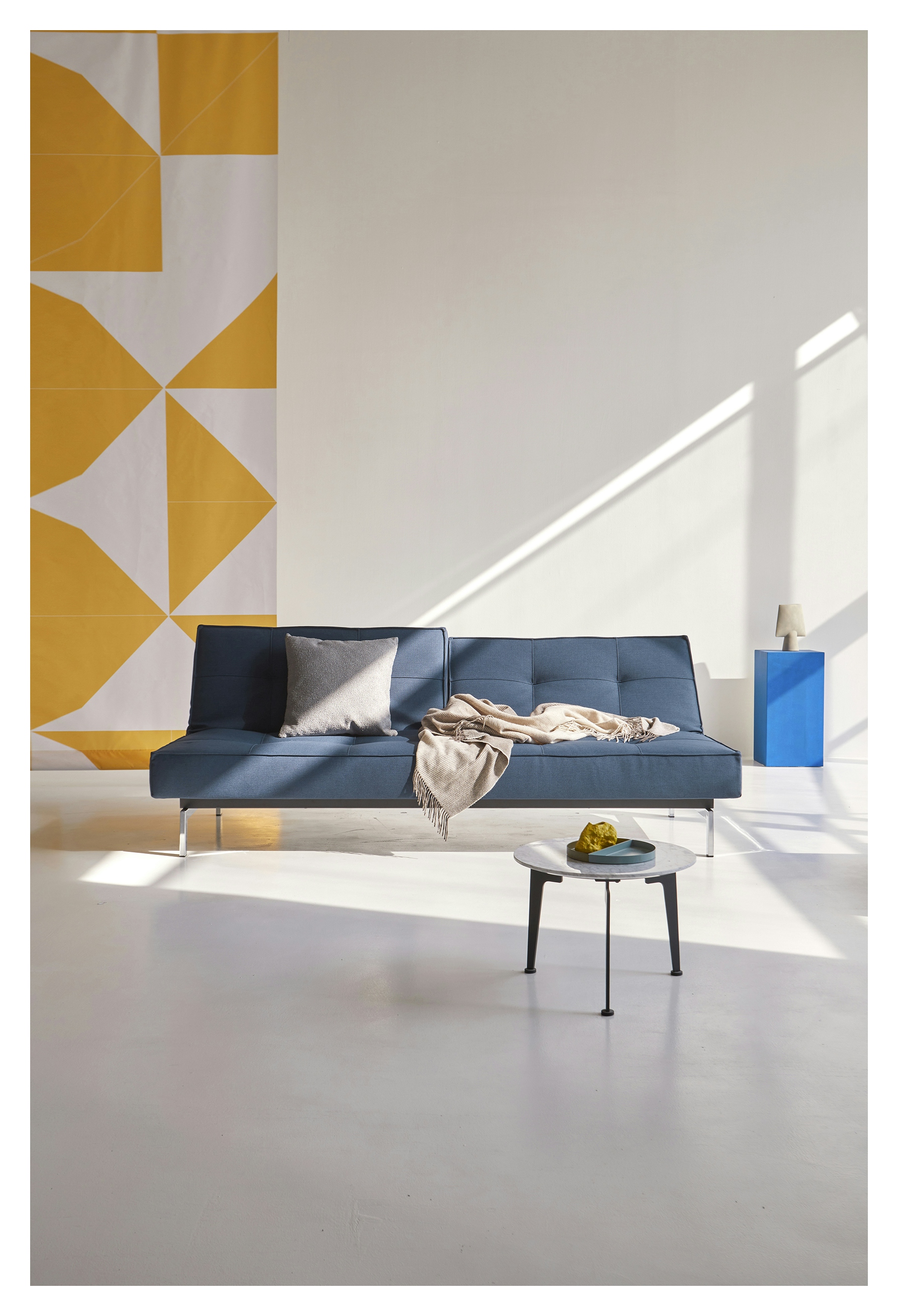 Canapé-lit Splitback - Argus Navy Blue - chrome