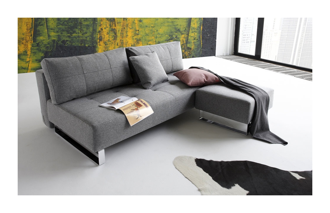 Canapé-lit Sly - bleu foncé - Mixed - gris
