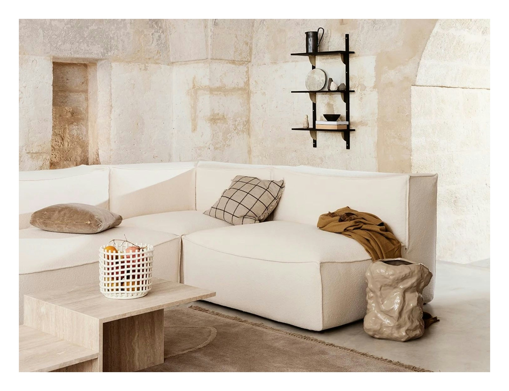 Canapé Connect Catena Module d'angle - Wool Bouclé - L