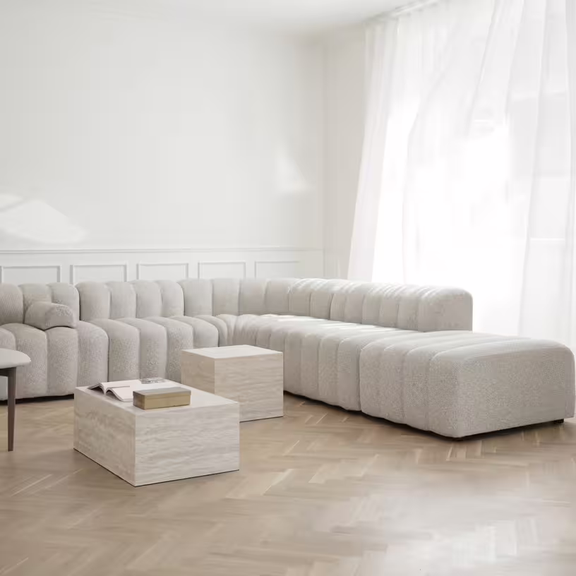 Canapé bouclette beige studio 3