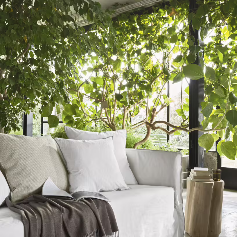 Pouf modulable déhoussable en tissus lino bianco ghost 36