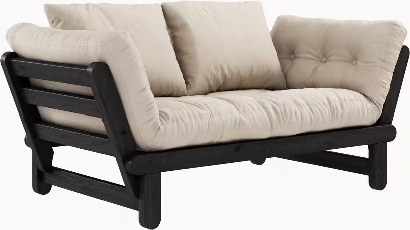 Beat - canapé en bois noir convertible 2 places beige