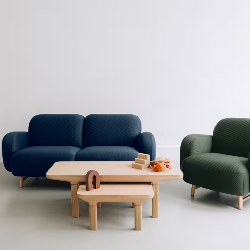 Auguste - canapé 2 places en tissu bleu cobalt