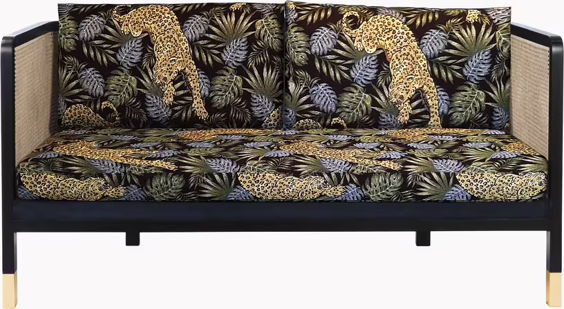 Canapé 2 places en velours jungle leopard
