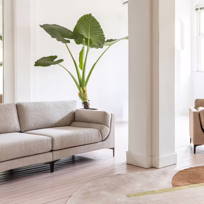 Balcony - canapé 3 places en polyester beige 256cm