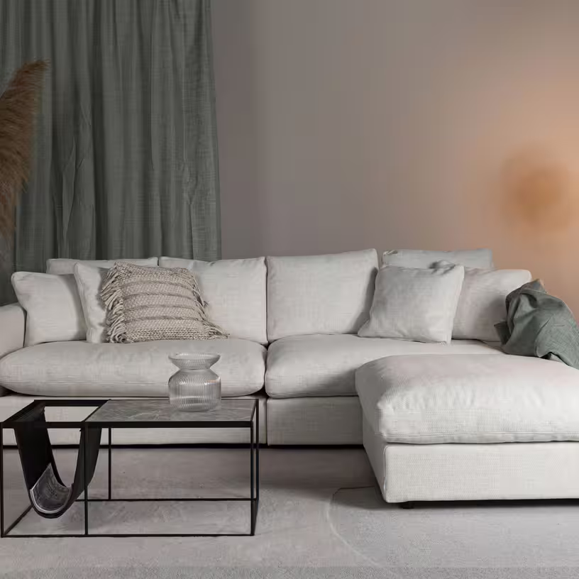 Sense - canapé 3 places en polyester et mélange de lin cream 266cm