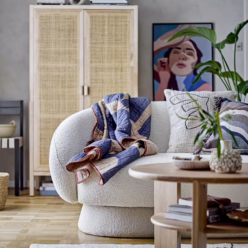 Ted - canapé arrondi en polyester blanc 160 cm