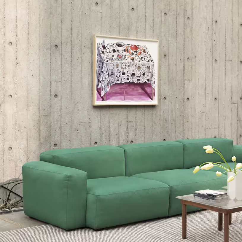 Canapé gris en tissus linara 443 et coutures gris foncé 3 places mags soft low