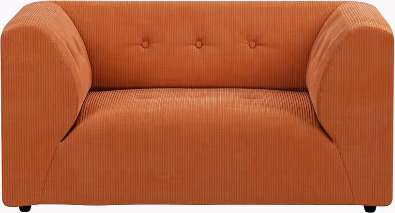 Loveseat en velours côtelé orange poudré