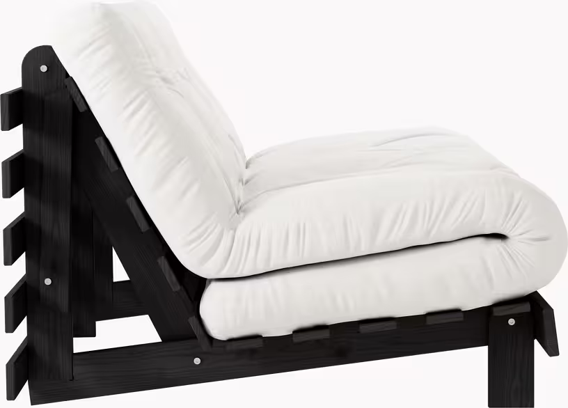Canapé convertible en bois de pin noir laqué et matelas naturel 140x200cm - Vue supplémentaire 2