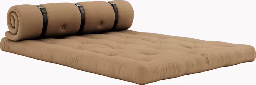 Buckle-up - futon canapé convertible en coton mocca 140x95x60cm - Vue supplémentaire 2