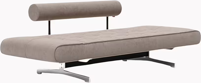 Ghia - méridienne en tissu beige cordon et pieds en chrome 210cm - Vue supplémentaire 2