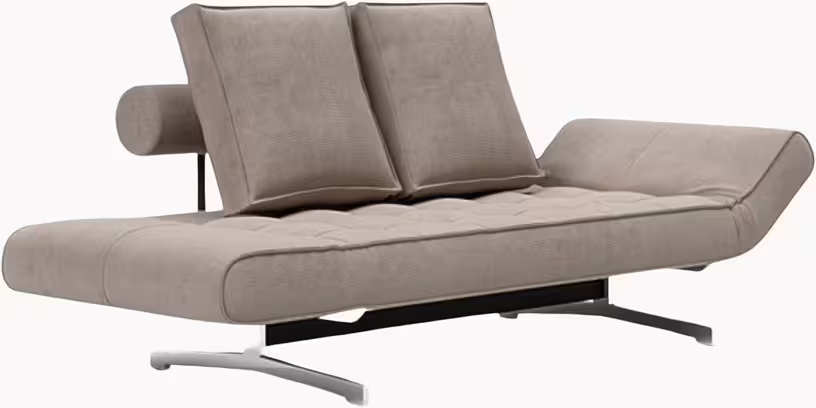 Ghia - méridienne en tissu beige cordon et pieds en chrome 210cm - Vue supplémentaire 1