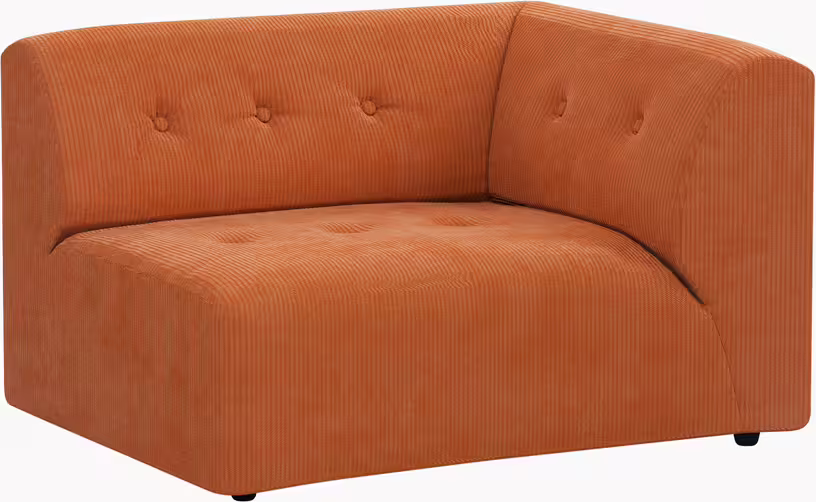 Dusty - module de canapé droit 1,5 places en velours côtelé orange - Vue supplémentaire 1