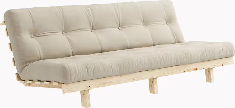 Lean - canapé convertible en bois de pin et matelas beige 100x190cm - Vue supplémentaire 1