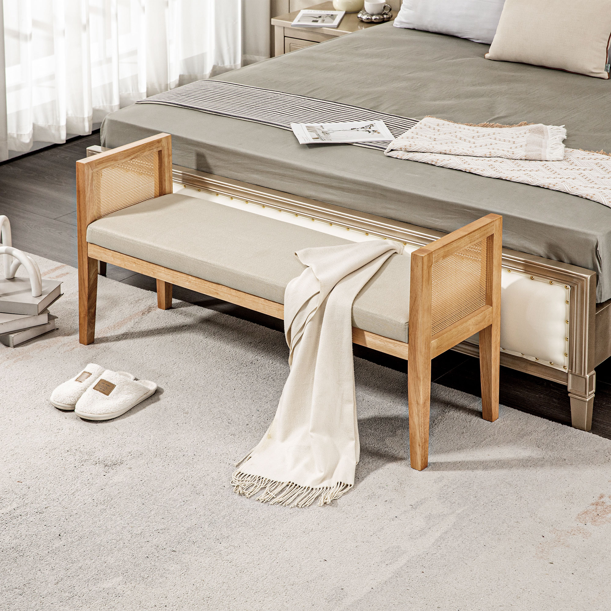 bois - Canapé Beige