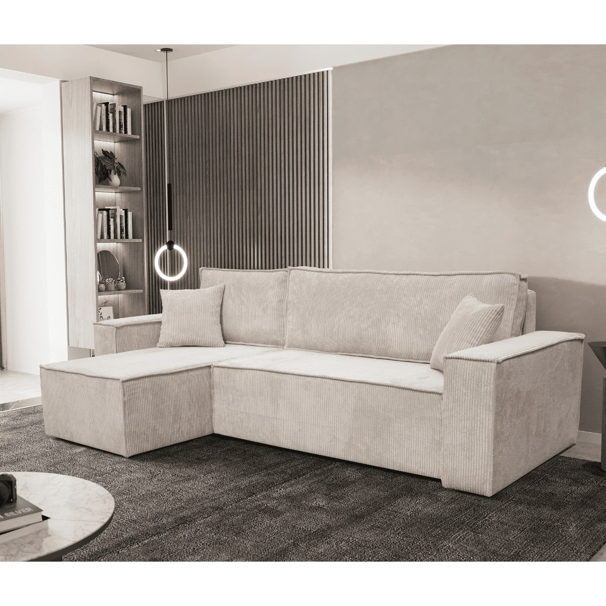 anna - Canapé convertible velours côtelé Beige