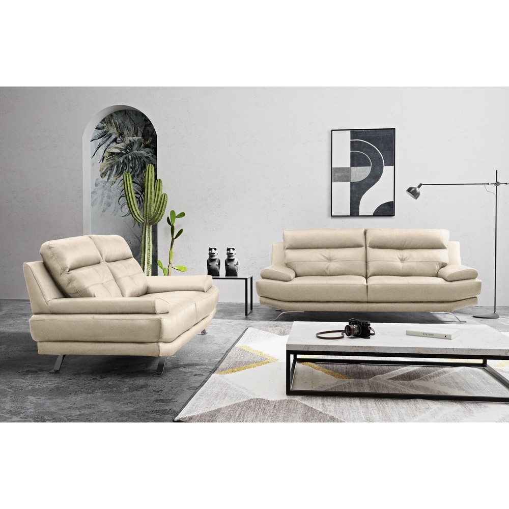 derek - Canapé cuir Beige