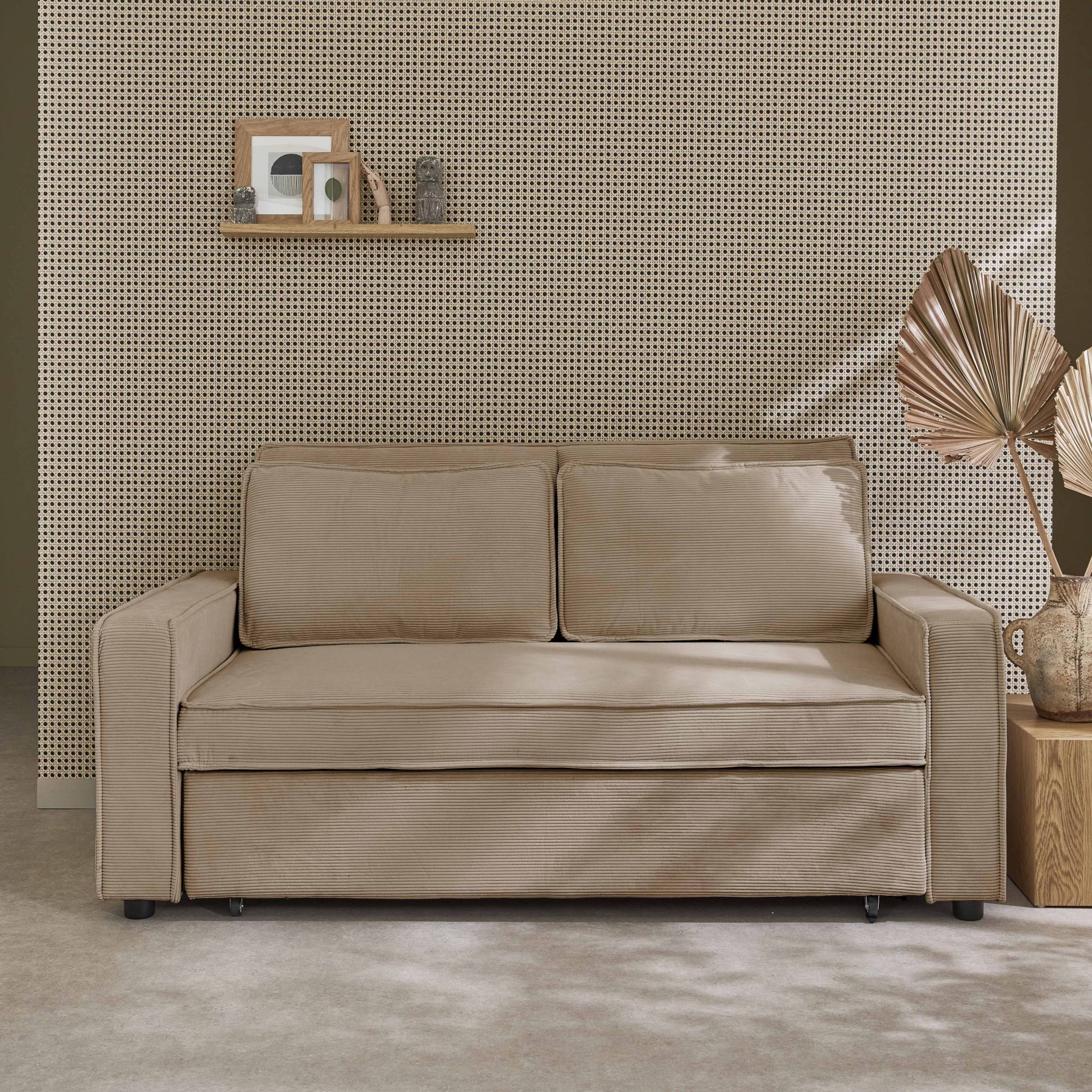 chill - Canapé convertible velours côtelé Beige