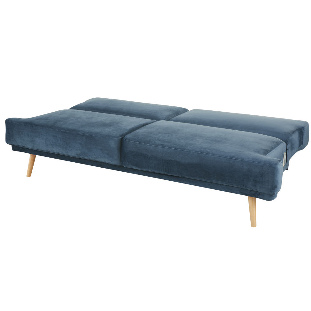 elvis - Canapé convertible velours Bleu