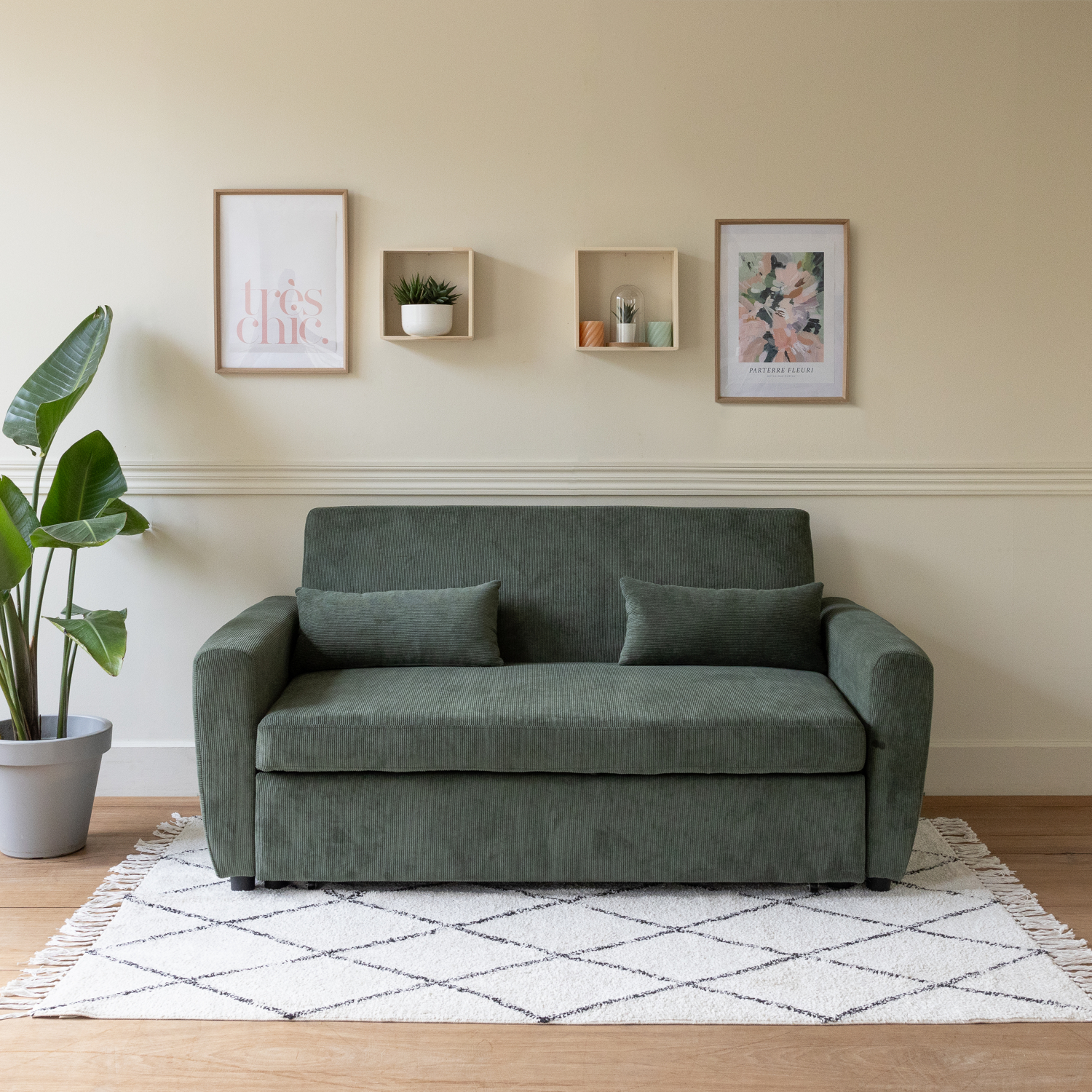 matt - Canapé relax convertible velours Vert
