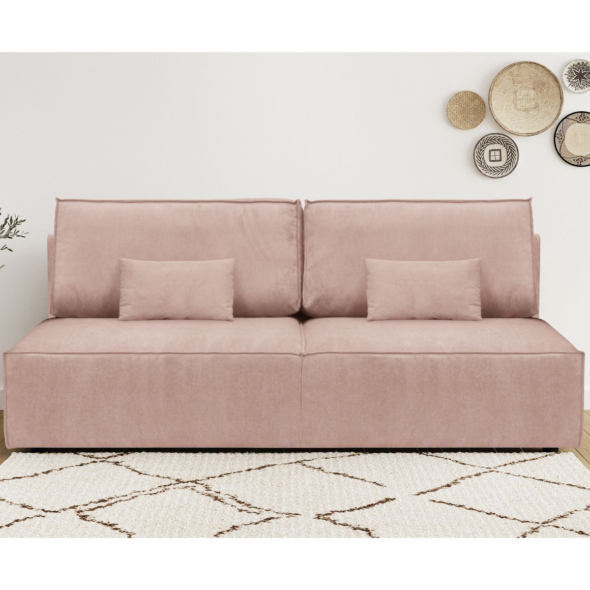 milla-new - Canapé convertible velours Rose