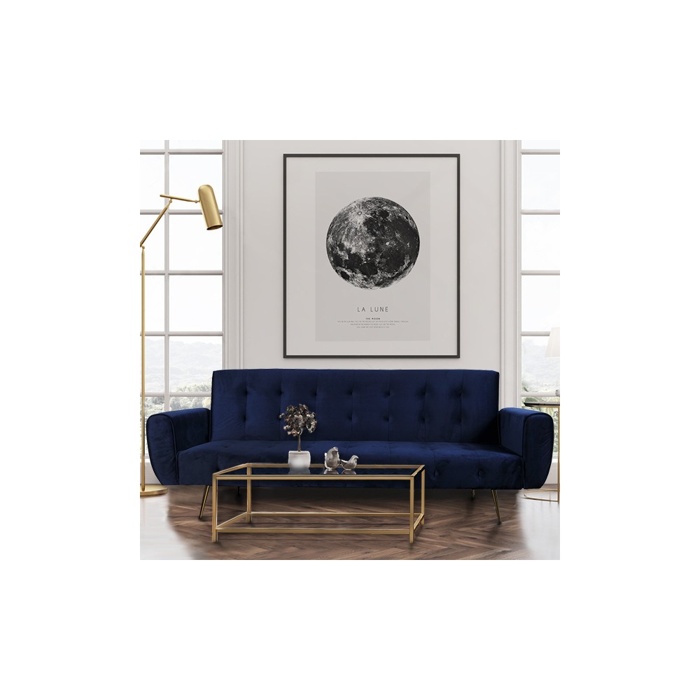 odin - Canapé convertible velours Bleu
