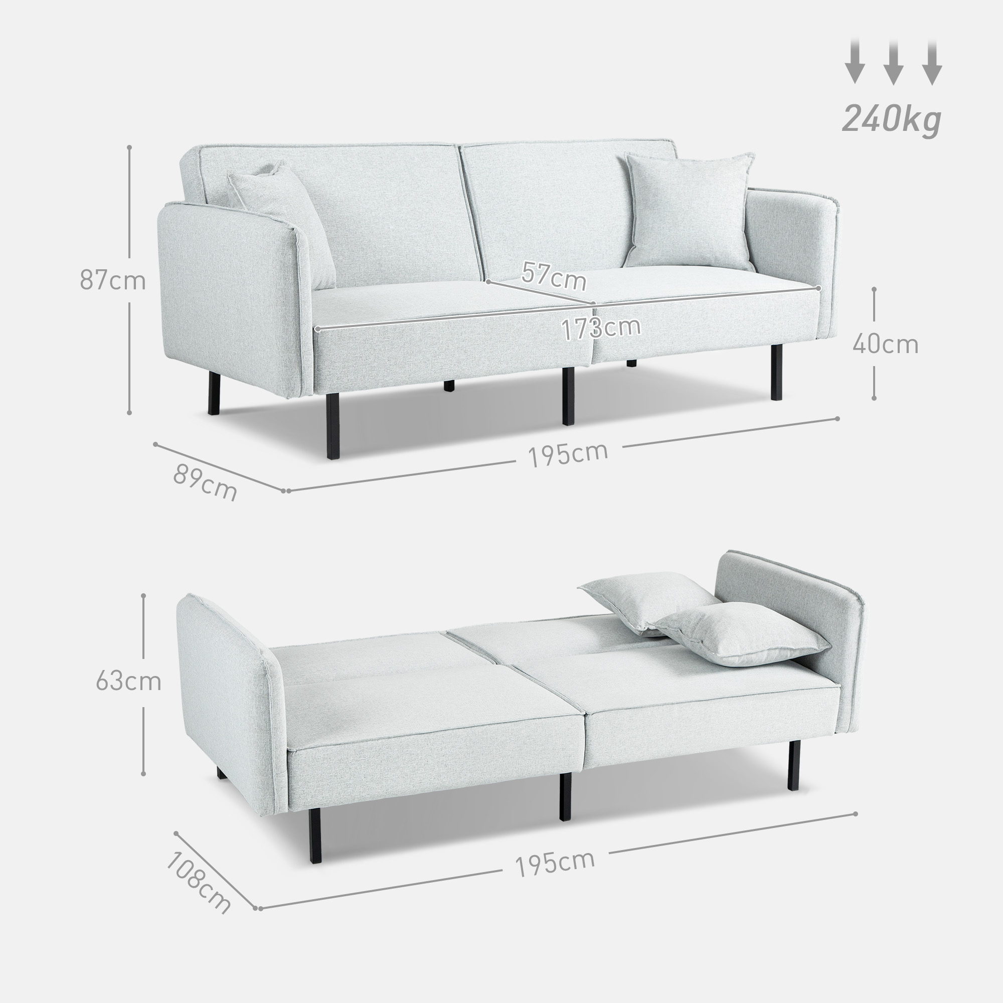 Canapé convertible Gris