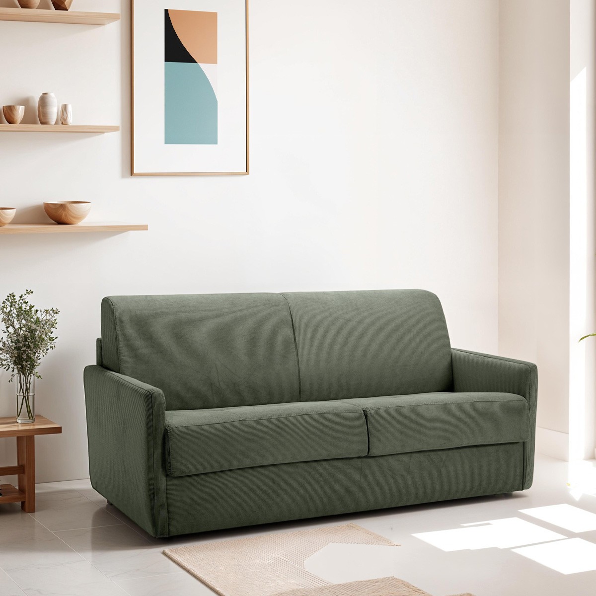 Sienne - Canapé convertible velours Vert