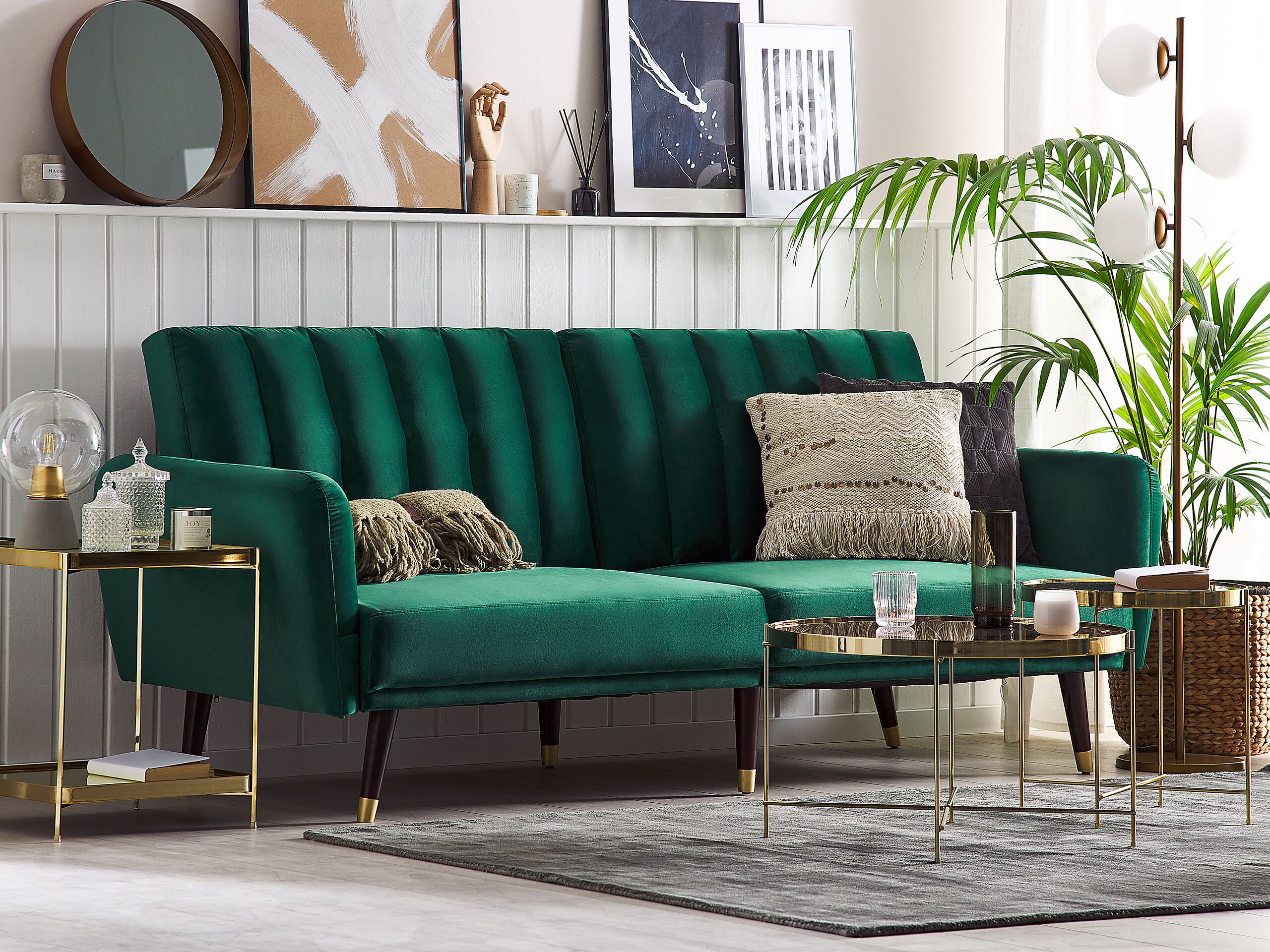 vimmerby - Canapé convertible velours Vert