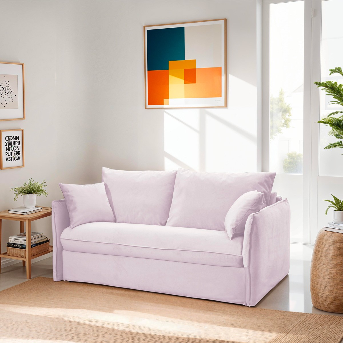 gina - Canapé convertible velours Rose