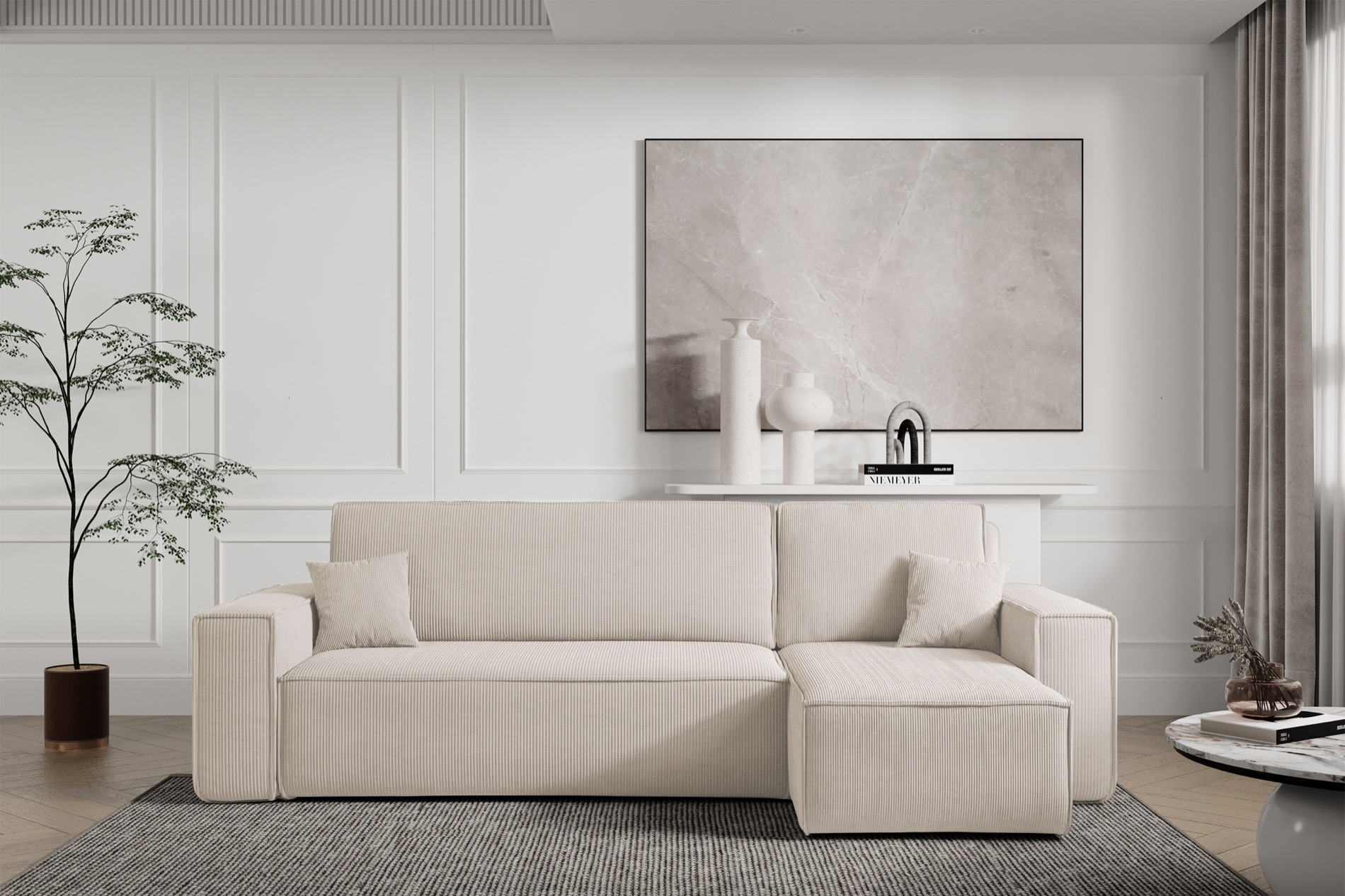 scarlo - Canapé velours côtelé Beige