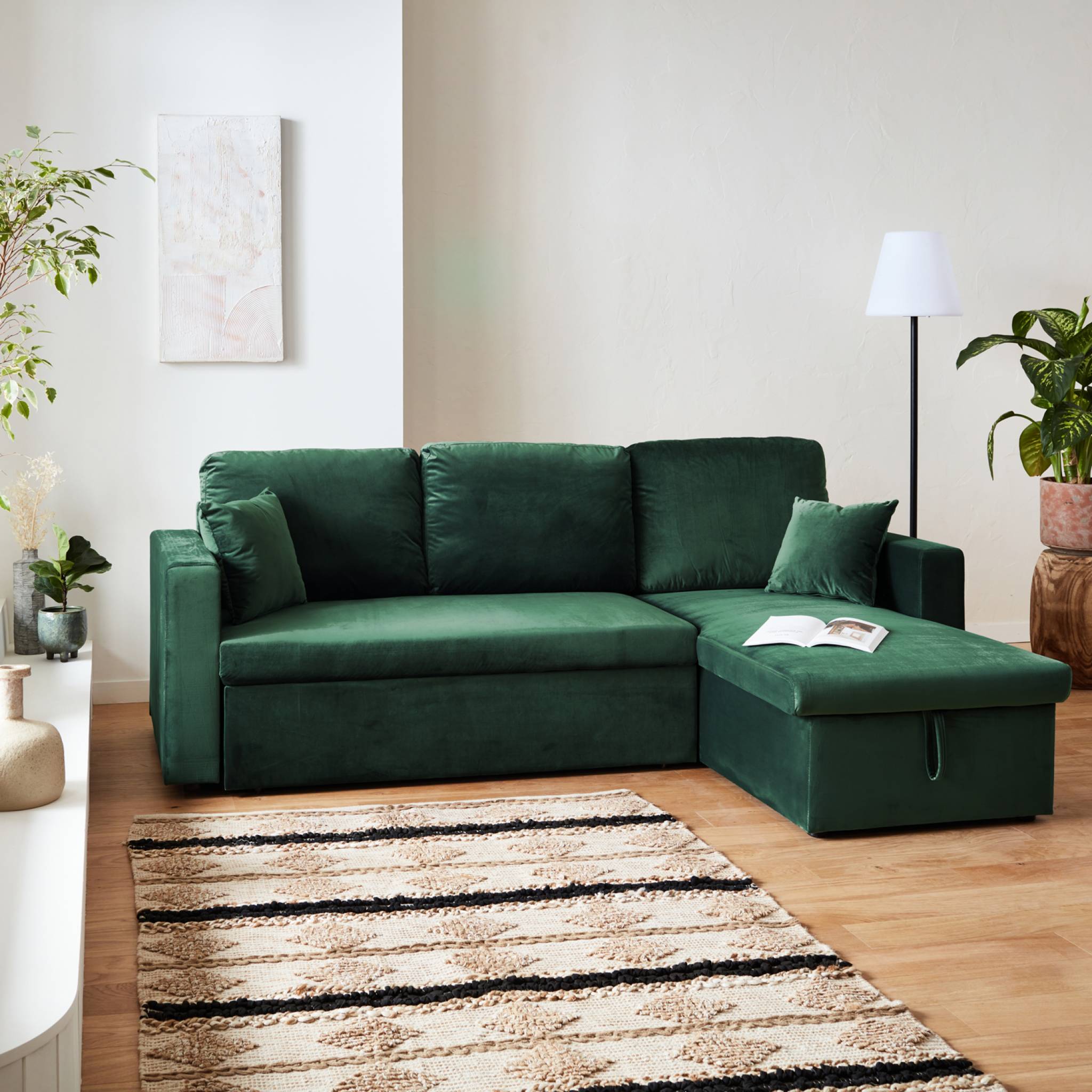 ida-velours - Canapé convertible Vert