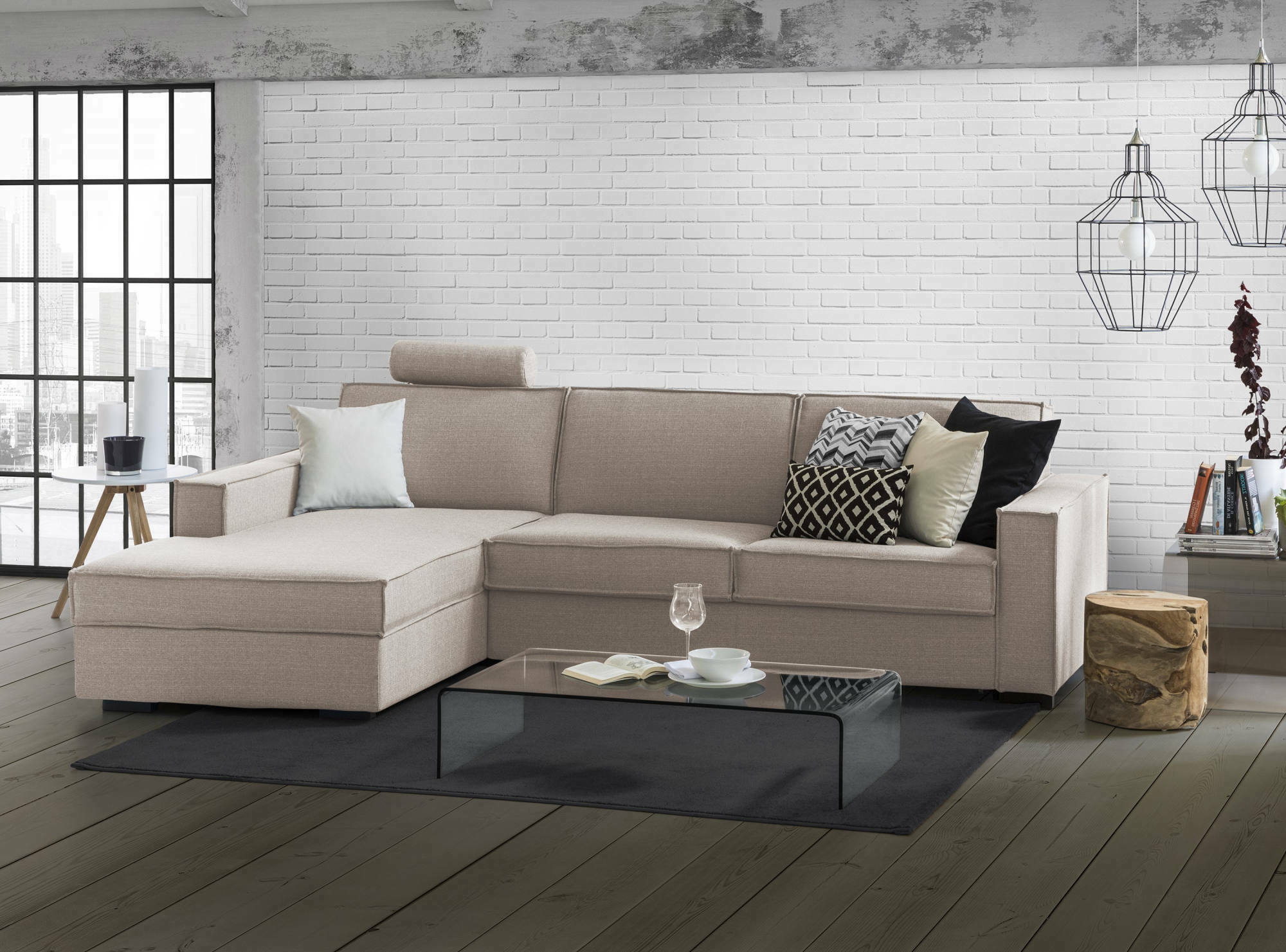 allaida - Canapé relax convertible Beige