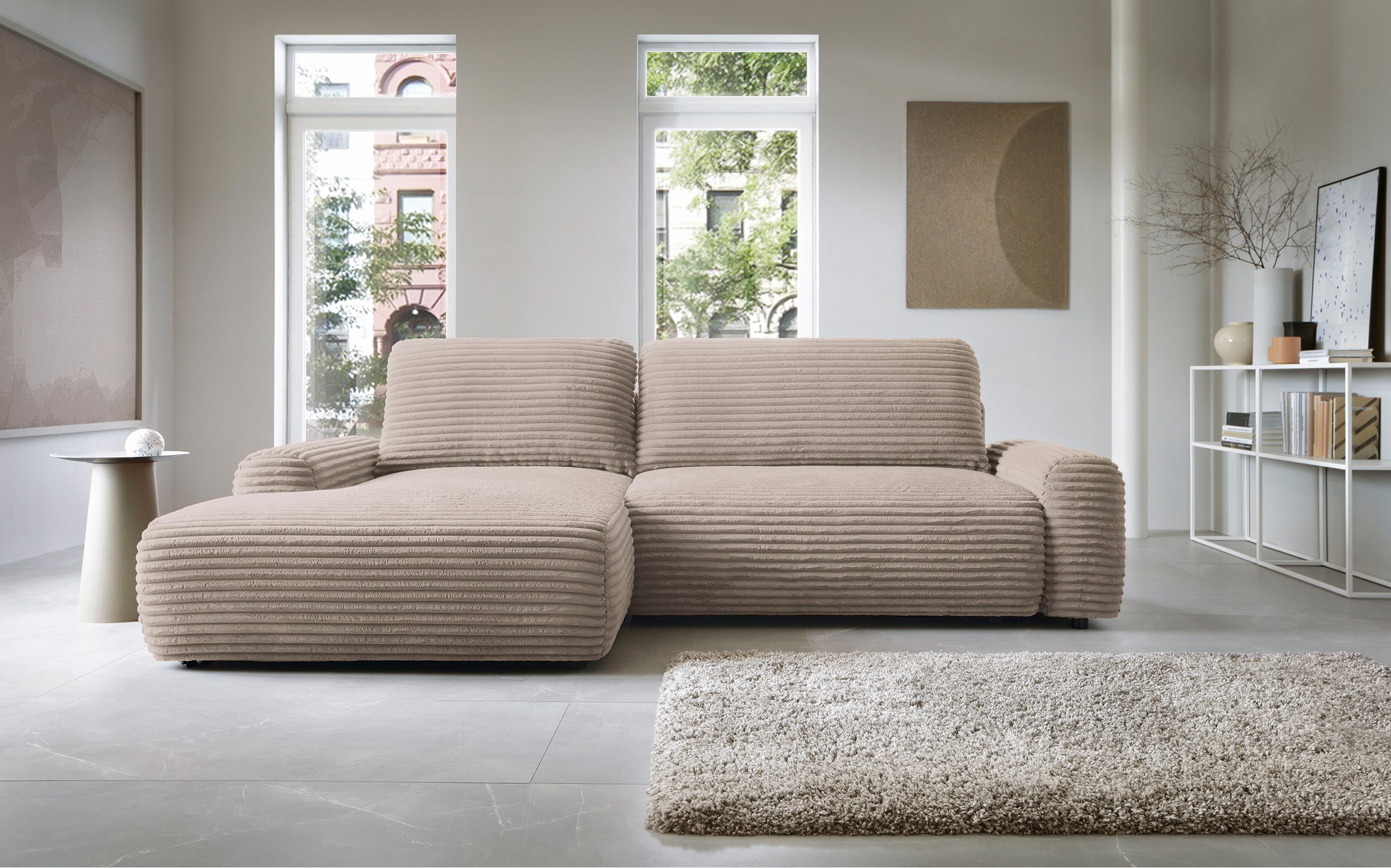 alferia - Canapé velours côtelé Beige
