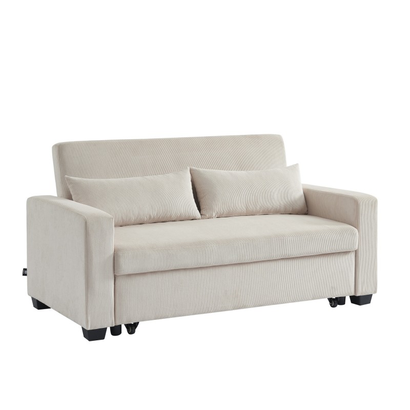 Citrine - Canapé convertible velours côtelé Beige