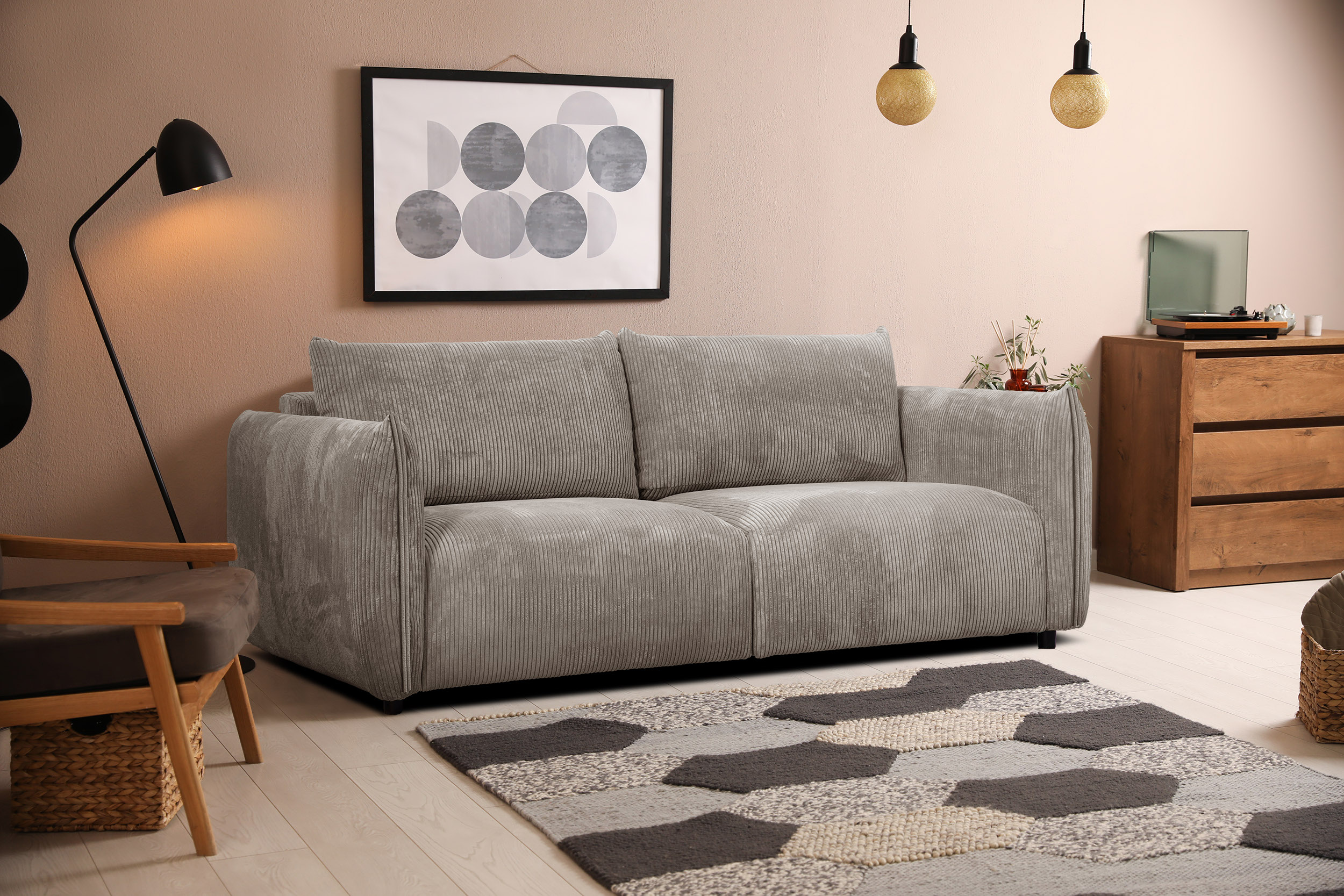 tauer - Canapé velours côtelé beige