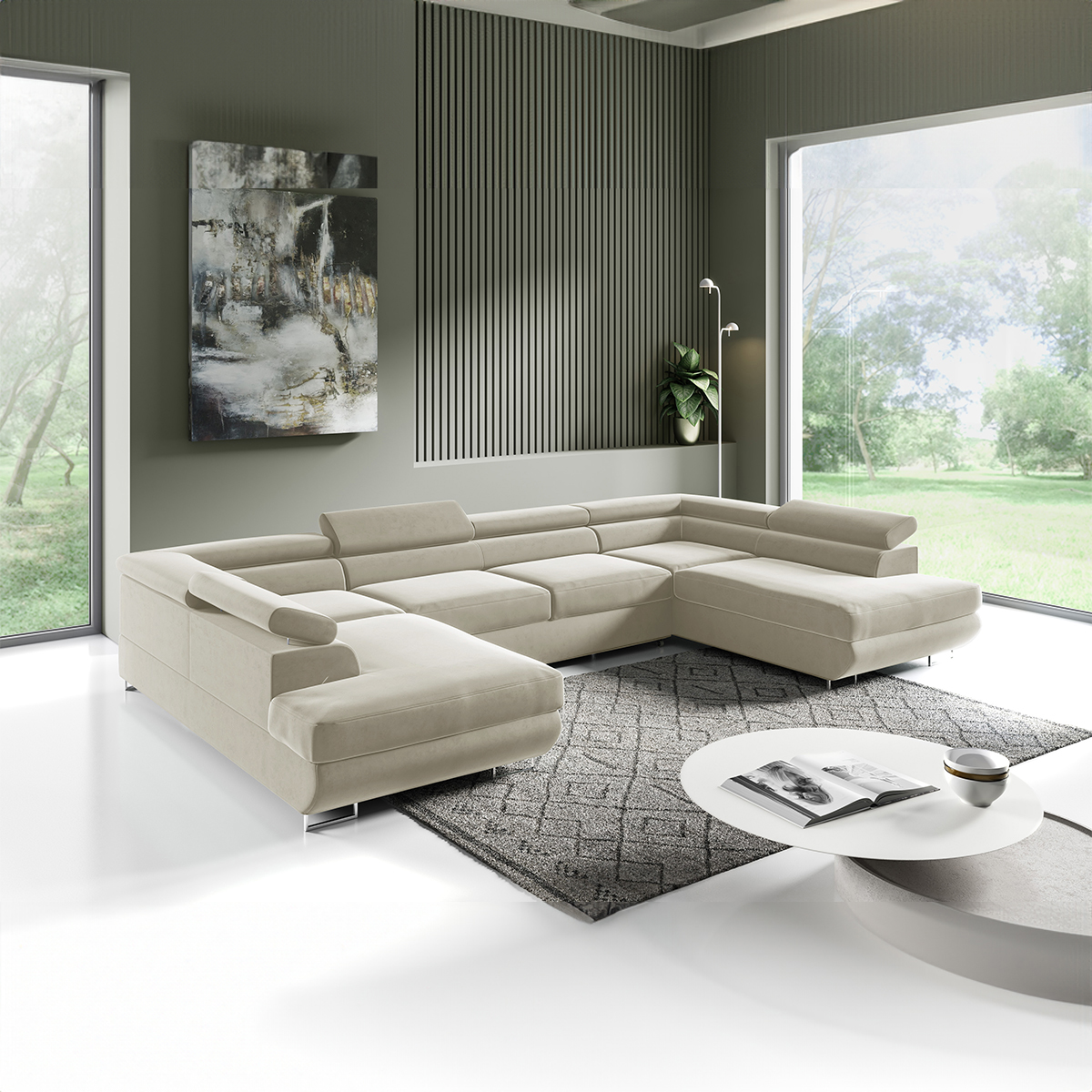 lyam - Canapé relax convertible velours Beige