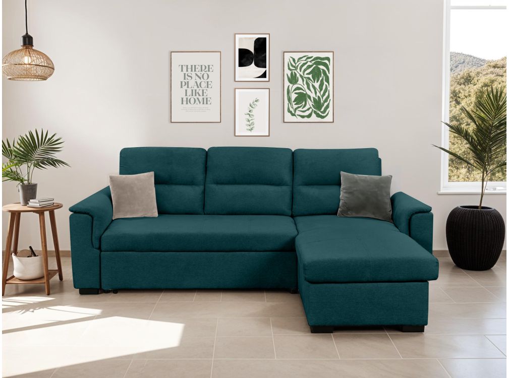 Canapé d'angle réversible AUGUSTE convertible avec dossier haut en tissu