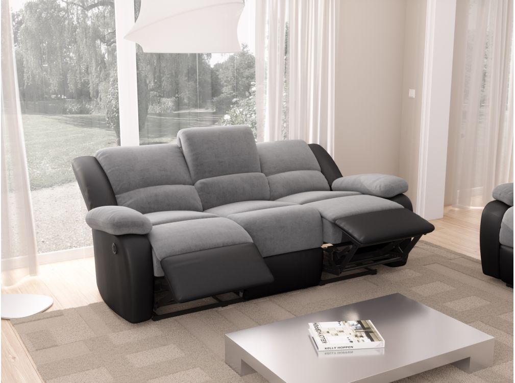 RELAXXO - Ensemble canapés relax électriques LEO 3 + 2 places en microfibre et simili