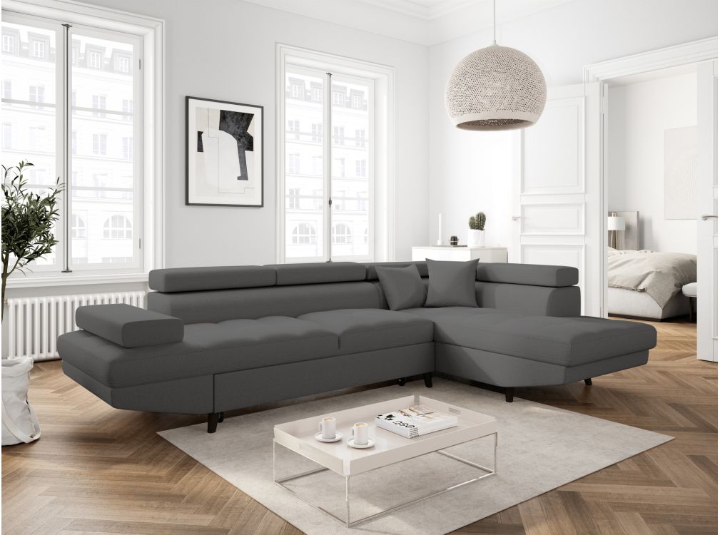 Canapé d'angle RIO Convertible avec coffre en tissu