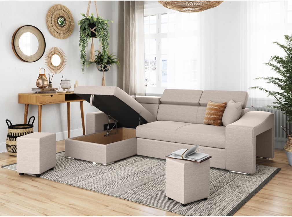 Canapé d'Angle ELONA Convertible en Tissu