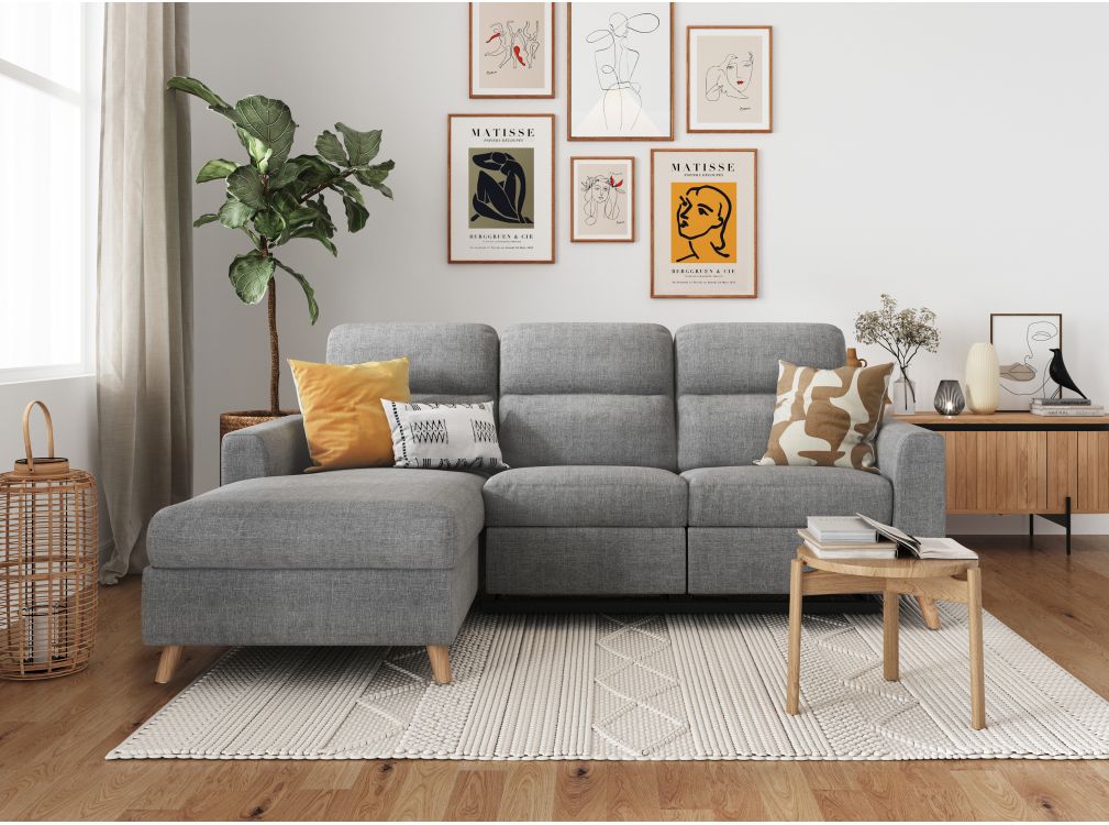 RELAXXO - Canapé d'angle de Relaxation 3 places BERTIE style Scandinave