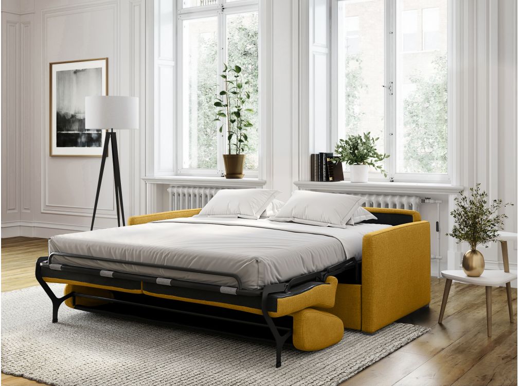 Canapé Convertible Express 3 places AGATHE couchage quotidien en tissu - Matelas épaisseur 13cm - Vue supplémentaire 1