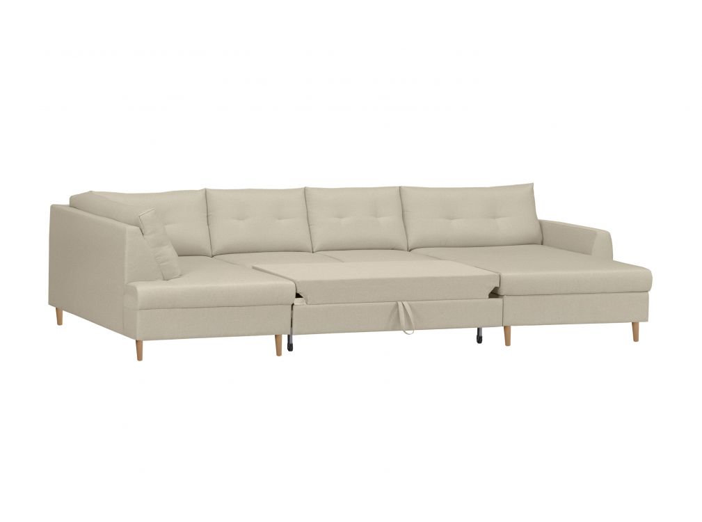 Canapé panoramique SAMI convertible avec coffre en tissu
