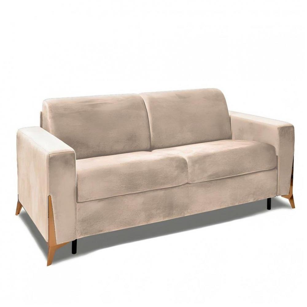 Canapé 2-3 places CHESTERFIELD Convertible Express 160 cm sommier lattes matelas 16 velours gris éléphant